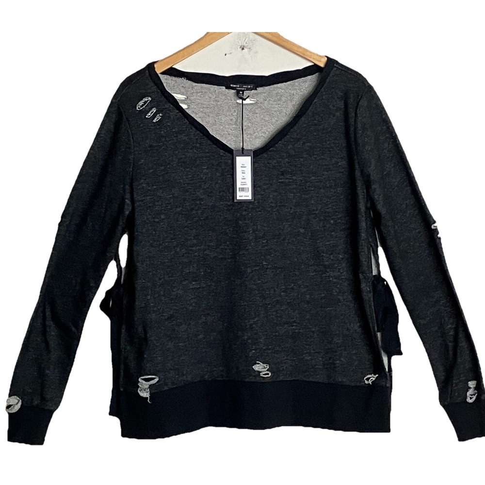 Romeo & Juliet Distressed Sweatshirt Womens Medium Black Grunge